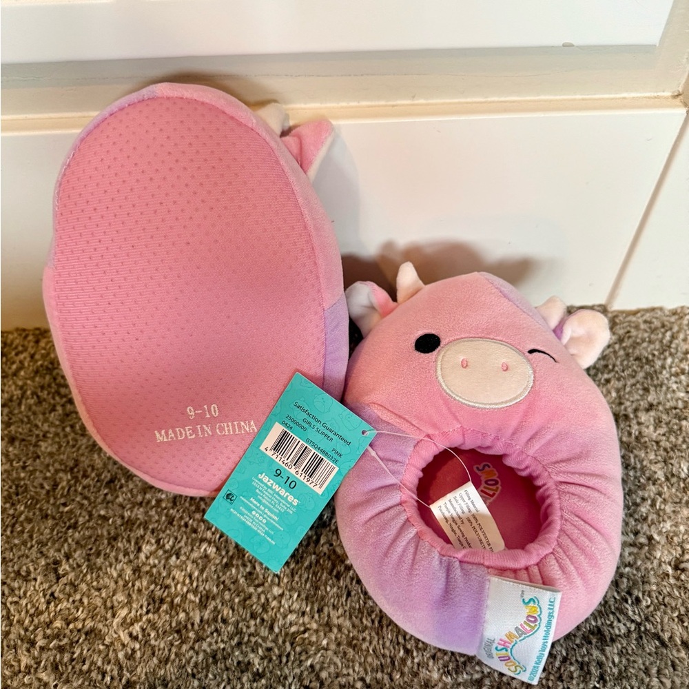 Squishmallows Pink Cow Slippers